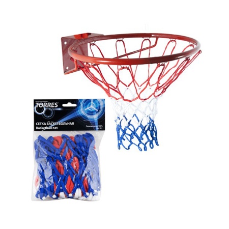 Купить Сетка баскетбольная Torres, нить 4 мм, бело-сине-красная в Райчихинске 